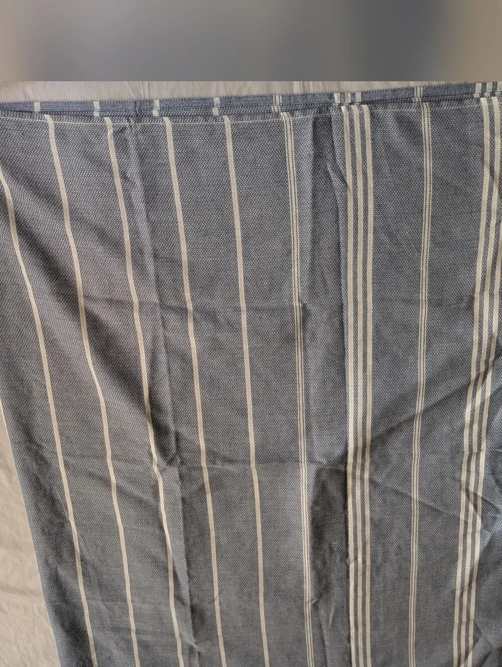 Cotton Turkish Towel Peshtemal Hammam Bath Beach Blue White Striped Fringe NWOT